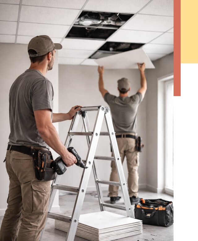 Обслуживание подвесного потолка в Вязниках от 3739 руб. — быстро и недорого | ОТДЕЛОЧНИК-Взн