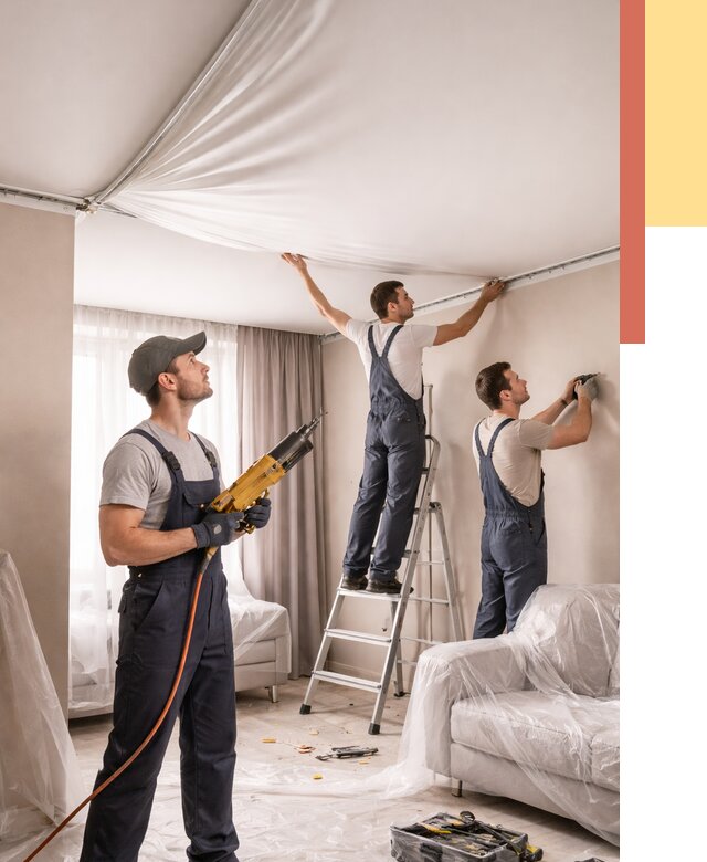 Установка натяжного потолка в Вязниках от 4807 руб. | Быстро и недорого — ОТДЕЛОЧНИК-Взн