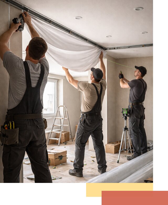 Монтаж парящего натяжного потолка под ключ в Вязниках