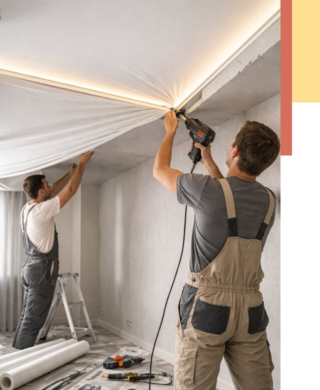 Монтаж натяжного потолка с подсветкой в Вязниках от 1015 руб. | ОТДЕЛОЧНИК-Взн