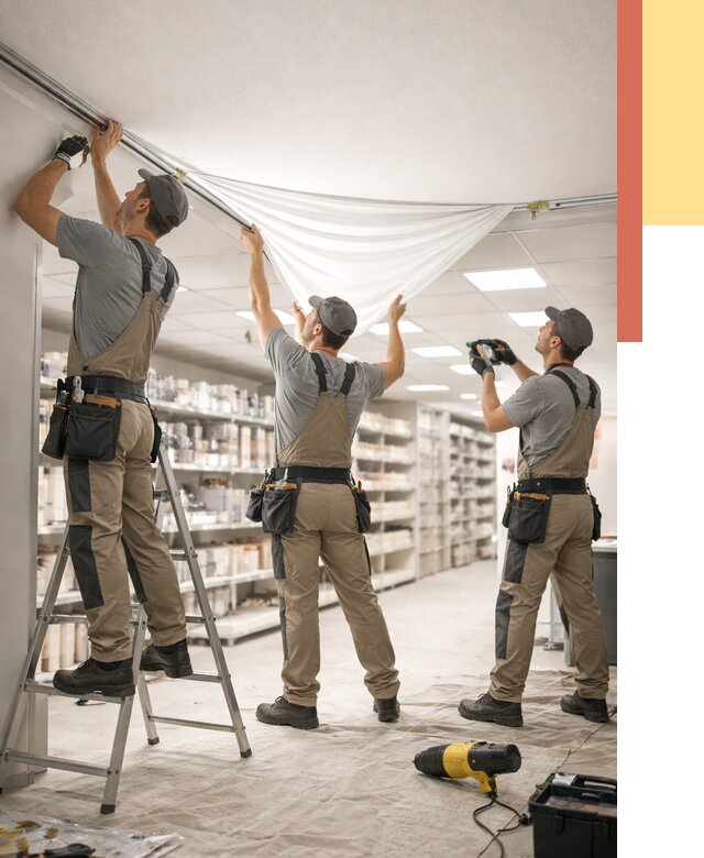 Монтаж натяжного потолка в магазине в Вязниках от 4807 руб. быстро и недорого | ОТДЕЛОЧНИК-Взн