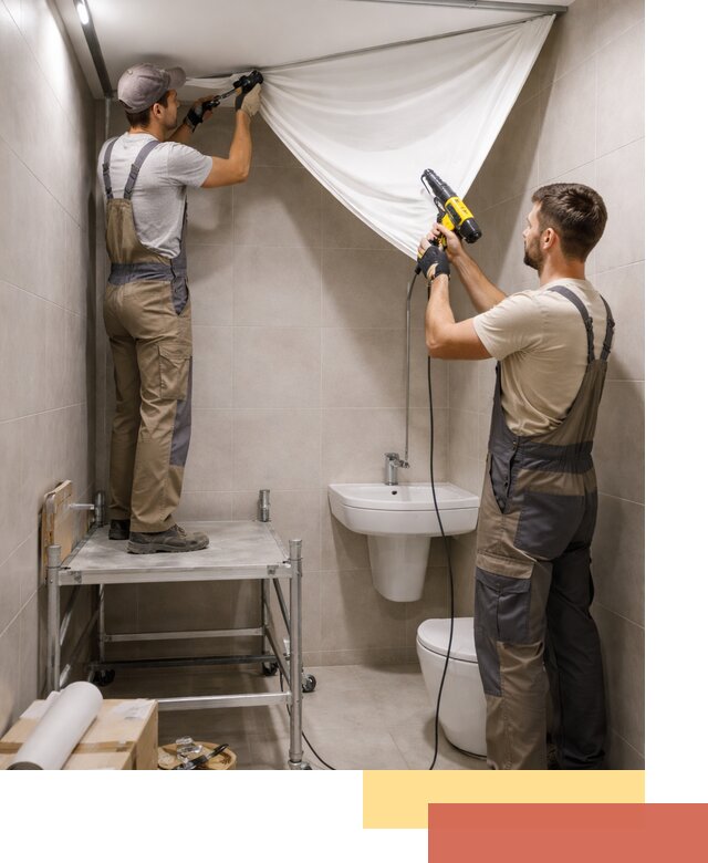 Монтаж натяжного потолка в санузле в Вязниках