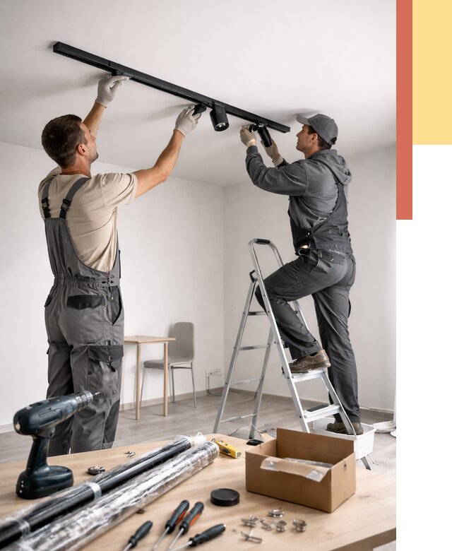 Установка трековых светильников в натяжной потолок в Вязниках от 4487 руб. | ОТДЕЛОЧНИК-Взн