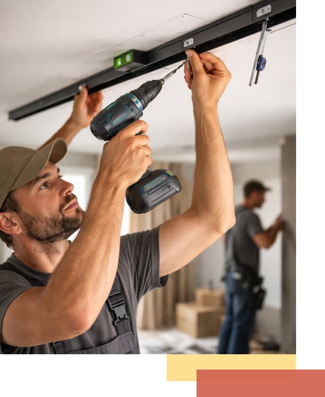 Установка трековых светильников в натяжной потолок в Вязниках