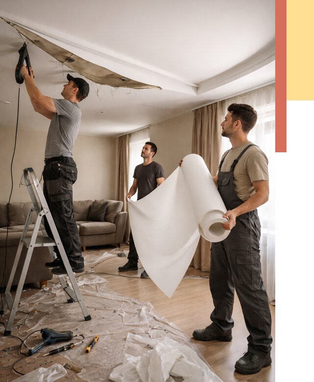 Замена полотна натяжного потолка в Вязниках от 10149 руб. быстро и недорого | ОТДЕЛОЧНИК-Взн