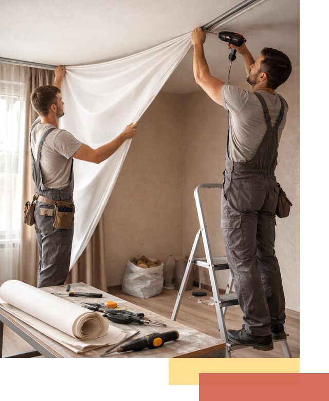 Замена полотна натяжного потолка в Вязниках быстро и качественно