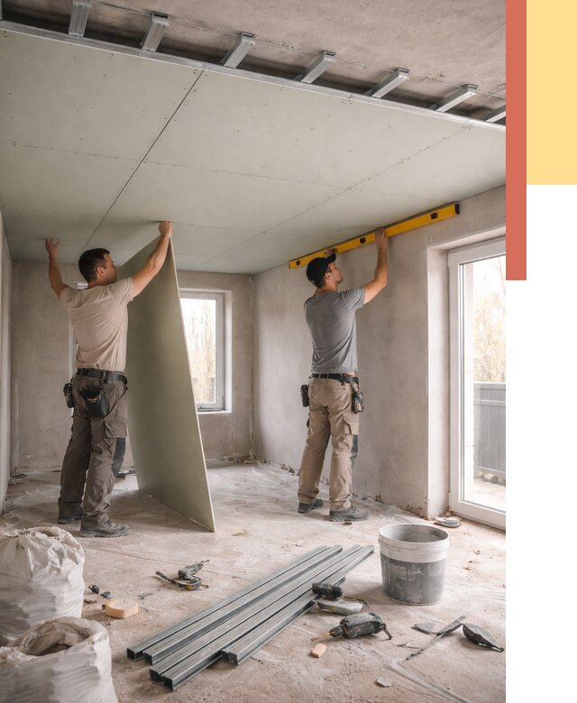 Одноуровневый потолок из гипсокартона в Вязниках от 801 руб. — монтаж под ключ | ОТДЕЛОЧНИК-Взн