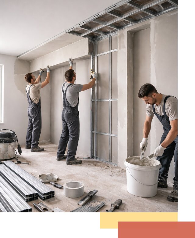 Монтаж потолка из гипсокартона с нишей в Вязниках