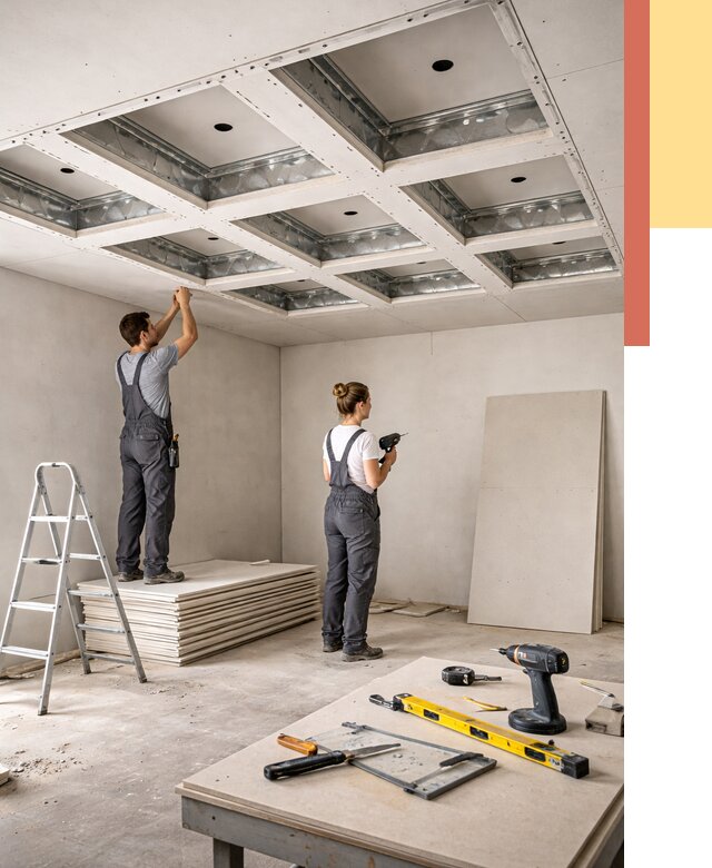 Кессонный потолок из гипсокартона в Вязниках от 1976 руб. — монтаж и под ключ | ОТДЕЛОЧНИК-Взн