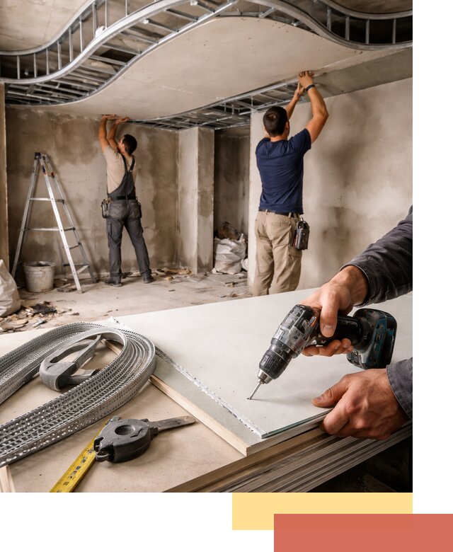 Криволинейный потолок из гипсокартона в Вязниках — монтаж и отделка