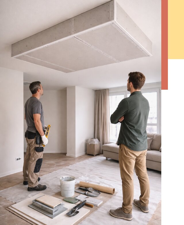 Короб на потолке из гипсокартона в Вязниках от 2350 руб. — монтаж и услуги под ключ | ОТДЕЛОЧНИК-Взн