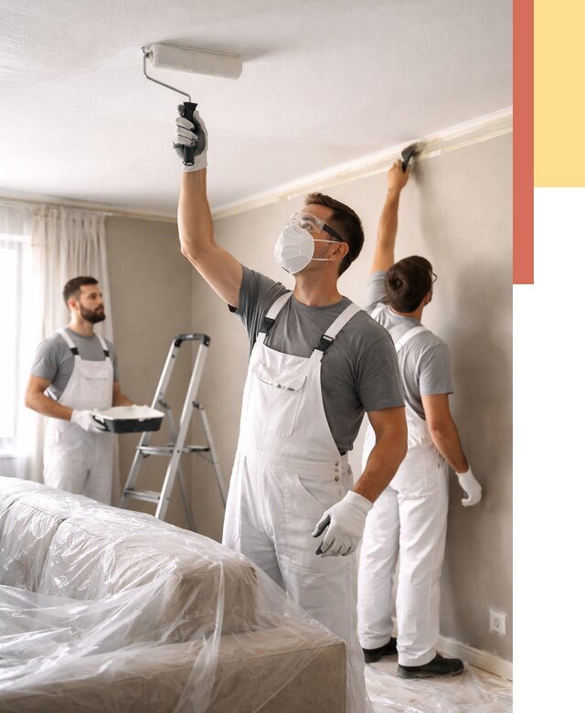 Покраска потолка водоэмельсионной краской в Вязниках от 2350 руб/м² — услуги под ключ | ОТДЕЛОЧНИК-Взн